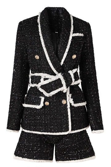 Black 2-Piece Shawl Lapel Double Breasted Women Formal Suits